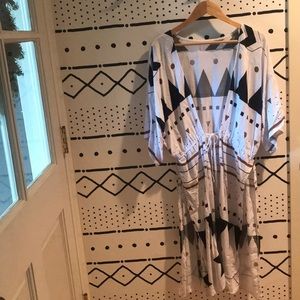 White tribal swim cover up O/S